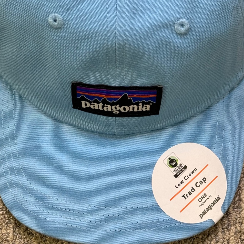 Patagonia P-6 Label Trad Cap Break Up Blue Organic Cotton Dad Hat 38207 NWT